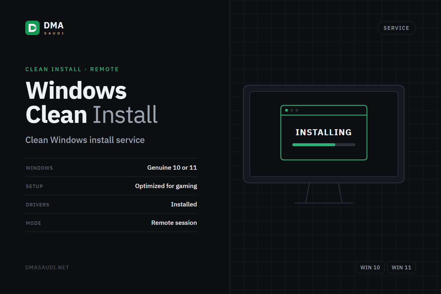 Windows clean install service — DMA Saudi